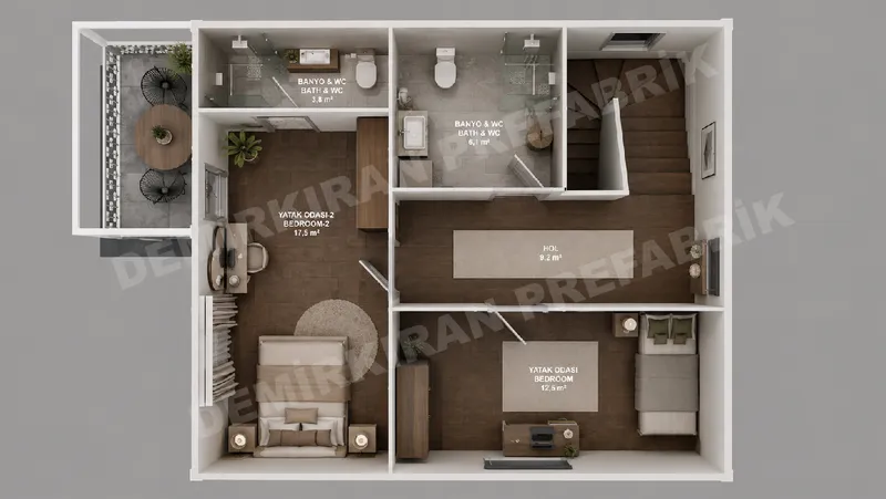 2+1 · 132 m² · Двуетажна сглобяема къща изображение 10