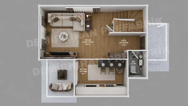 2+1 95 m² İki Katlı Prefabrik Konut görsel 9