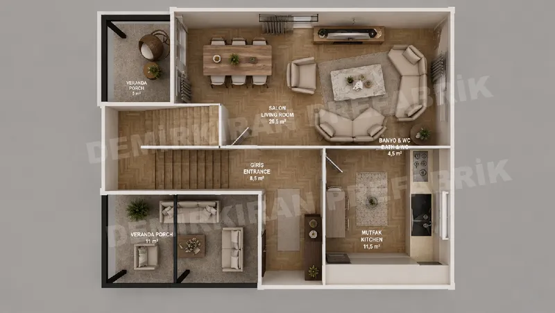 3+1 · 140 m² · Двуетажна сглобяема къща изображение 9