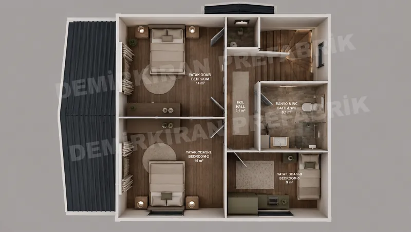 3+1 · 143 m² · Διώροφη προκατασκευασμένη κατοικία εικόνα 9