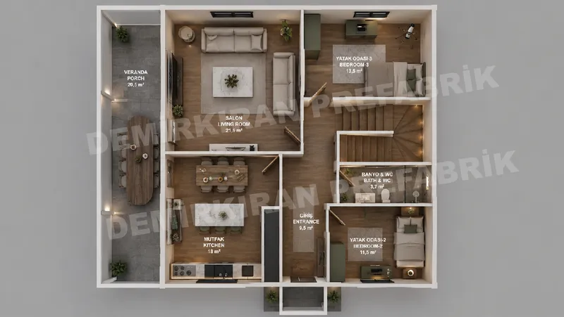 3+1 · 156 m² · Διώροφη προκατασκευασμένη κατοικία εικόνα 7