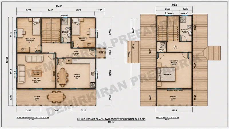 3+1 · 156 m² · Διώροφη προκατασκευασμένη κατοικία εικόνα 9