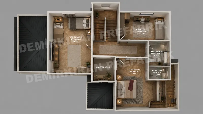 3+1 · 200 m² · Двуетажна сглобяема къща изображение 11