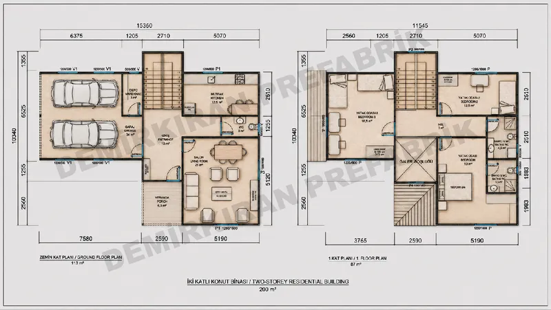 3+1 · 200 m² · Двуетажна сглобяема къща изображение 13
