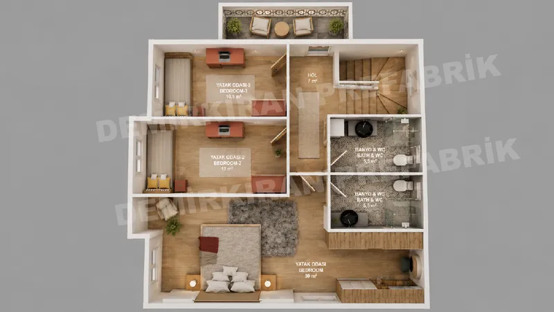 4+1 · 174 m² · Монтажна куќа на кат слика 7