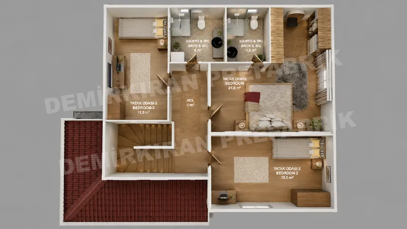 4+1 182 m² İki Katlı Prefabrik Konut görsel 9
