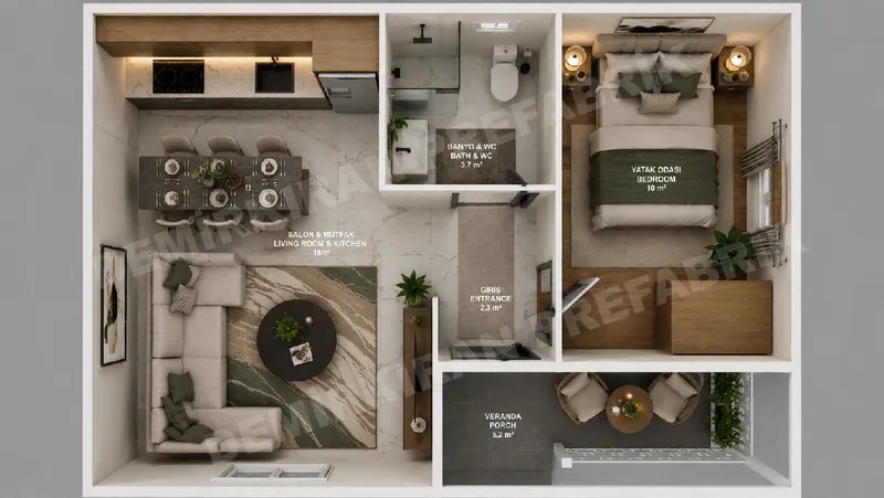 1+1 · 40 m² · Single-storey prefab home image 9