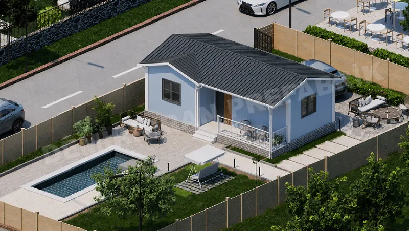 1+1 · 46 m² · Parterowy dom prefabrykowany
