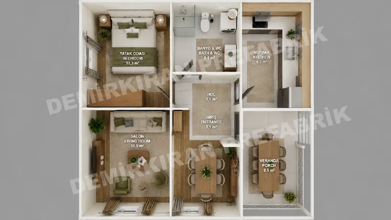 1+1 · 63 m² · Single-storey prefab home image 8