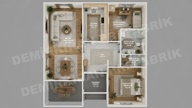 2+1 · 100 m² · Parterowy dom prefabrykowany zdjęcie 7