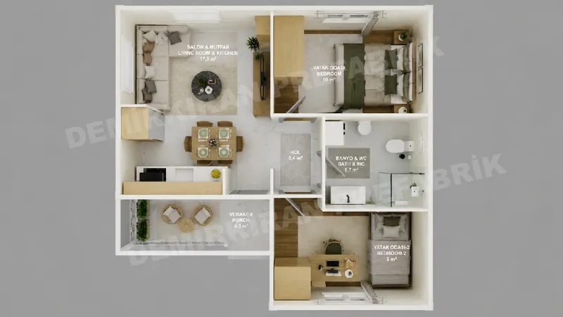 2+1 · 49 m² · Egyszintes előregyártott ház kép 7