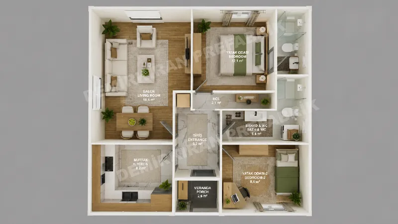 2+1 · 64 m² · Casa pré-fabricada térrea imagem 9