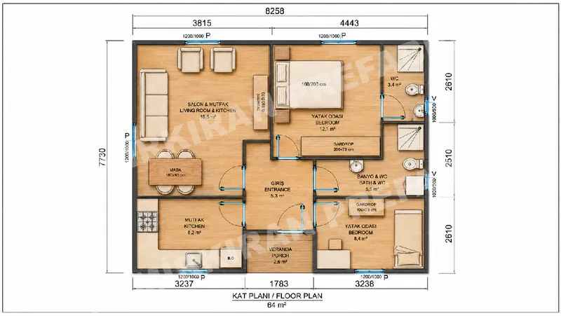 2+1 · 64 m² · Casa pré-fabricada térrea imagem 10