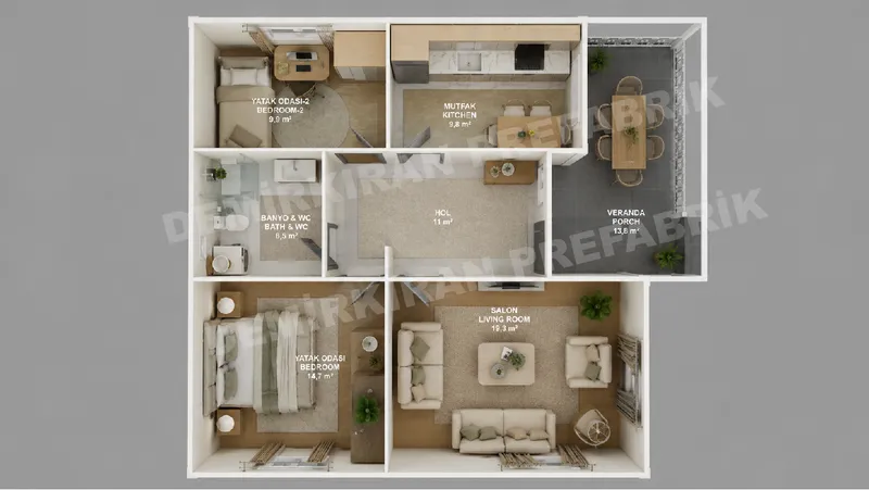 2+1 · 85 m² · Casa prefabbricata a un piano immagine 8