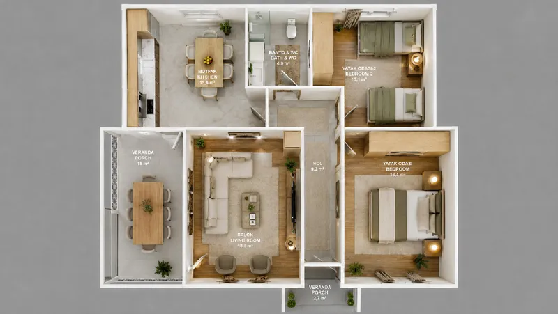 2+1 · 95 m² · Casa prefabbricata a un piano immagine 7