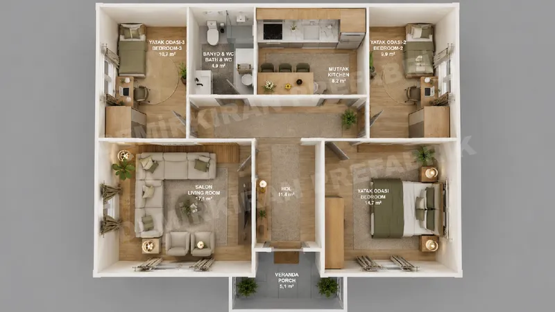 3+1 · 82 m² · Casa prefabbricata a un piano immagine 7