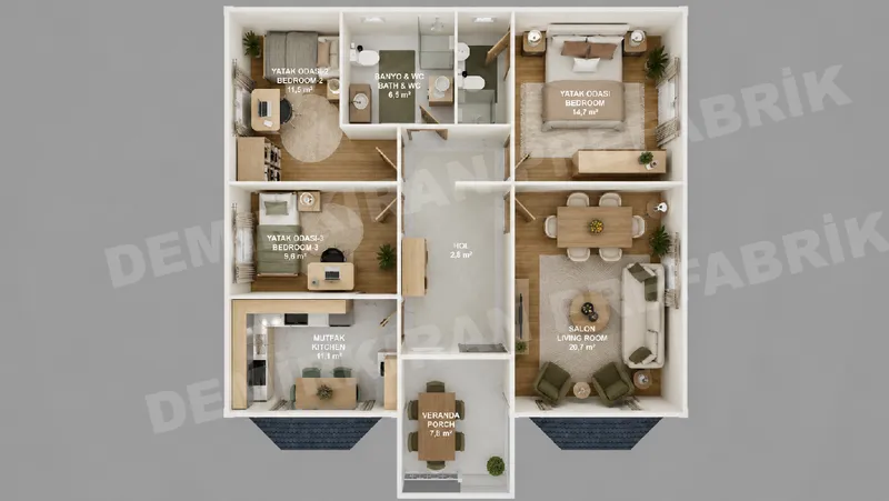3+1 · 98 m² · Casa prefabbricata a un piano immagine 8